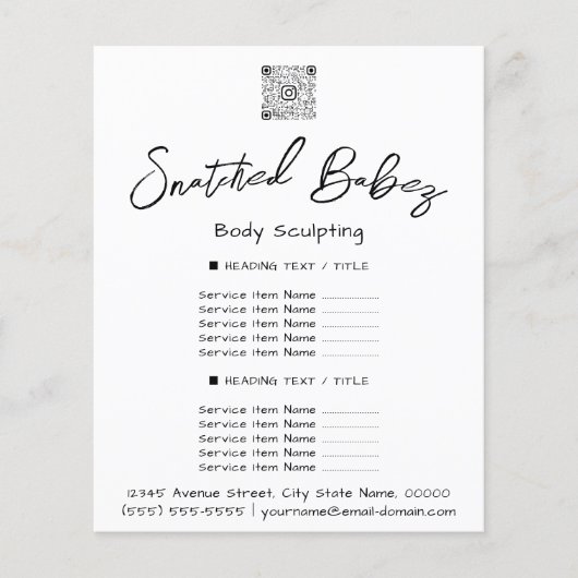 Makeup Lashes Beauty Hair Salon QR LOGO White Flyer (Voorkant)