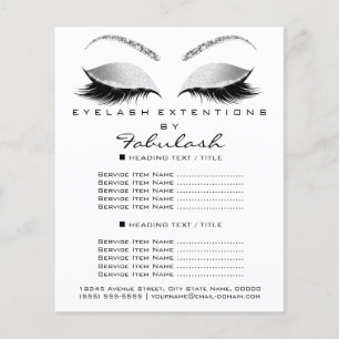Makeup Lashes Beauty Salon Glitter Flyer Gray Glam