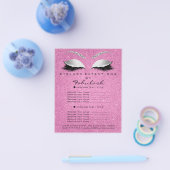 Makeup Lashes Beauty Salon Glitter Flyer Gray Pink (Enkel)