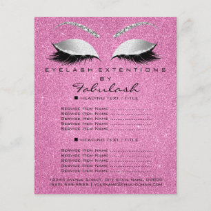 Makeup Lashes Beauty Salon Glitter Flyer Gray Pink