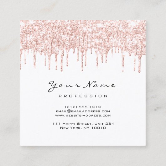 Makeup Lashes Event Planner Glitter Spark Square Vierkante Visitekaartje (Achterkant)