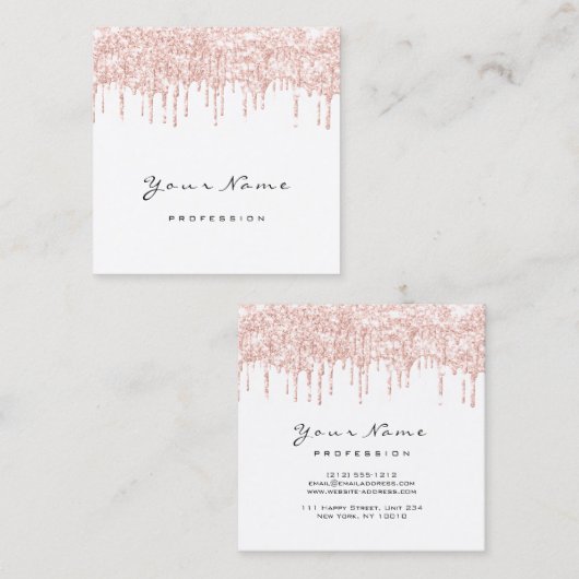 Makeup Lashes Event Planner Glitter Spark Square Vierkante Visitekaartje (Voorkant / Achterkant)