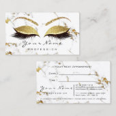 Makeup Lashes Glitter Gold Marble Appointment Card Afsprakenkaartje (Voorkant / Achterkant)