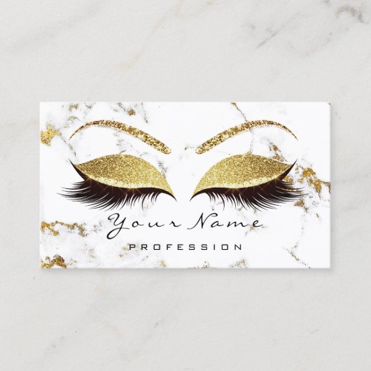 Makeup Lashes Glitter Gold Marble Appointment Card Afsprakenkaartje (Voorkant)