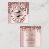 Makeup Lashes Glitter Roos Nails Manicure Skinny Vierkante Visitekaartje (Voorkant / Achterkant)