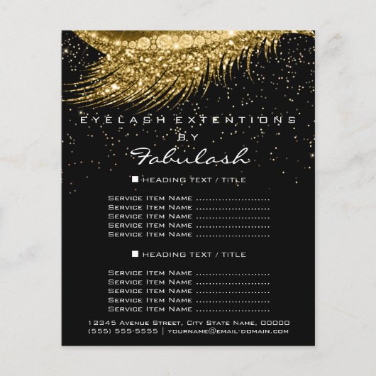 Makeup Lashes Gold Confetti Flyer 1 paginaprijzen (Voorkant)