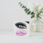Makeup Lashes Grey Kiss Lips Logo QR Code Vierkante Visitekaartje (Staand voorkant)