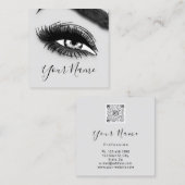 Makeup Lashes Grey Microblade Logo QR Code Vierkante Visitekaartje (Voorkant / Achterkant)