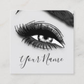 Makeup Lashes Grey Microblade Logo QR Code Vierkante Visitekaartje (Voorkant)