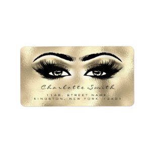 Makeup Lashes Return Address Label Gold Eye RSVP