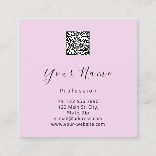 Makeup Lashes Roze Kus Lips Logo QR Code Vierkante Visitekaartje (Achterkant)