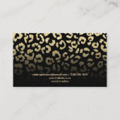 Makeup leopard model faux gold glitter zwart visitekaartje (Achterkant)