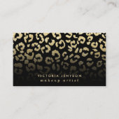 Makeup leopard model faux gold glitter zwart visitekaartje (Voorkant)