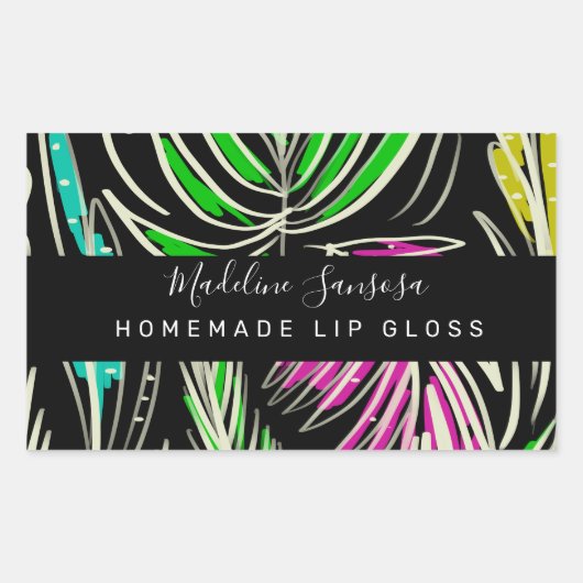 Makeup Lipgloss Bright Oerwoud Doodles Black Rechthoekige Sticker (Voorkant)