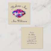 Makeup lippen spetsen van kleuren artistieke cover vierkante visitekaartje (Voorkant / Achterkant)