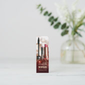 Makeup Lipstick Eyebrow Pencil Modern Gold Glitter Mini Visitekaartje (Staand voorkant)
