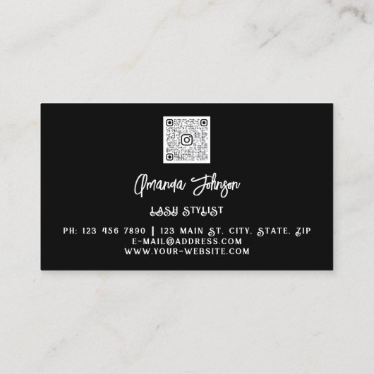 Makeup Logo Blue White Gold Eyelash Qr-code Visitekaartje (Achterkant)