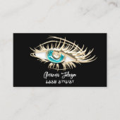 Makeup Logo Blue White Gold Eyelash Qr-code Visitekaartje (Voorkant)