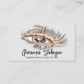 Makeup Logo Bruine Eyelash QR Code Roos Visitekaartje (Voorkant)