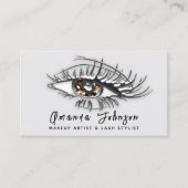 Makeup Logo Bruine Eyelash Qr-code Silver Visitekaartje (Voorkant)