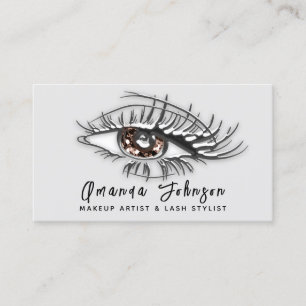 Makeup Logo Bruine Eyelash Qr-code Silver Visitekaartje