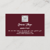 Makeup Logo Burgundy Gold Eyelash Qr Code Visitekaartje (Achterkant)