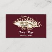 Makeup Logo Burgundy Gold Eyelash Qr Code Visitekaartje (Voorkant)