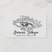 Makeup Logo Eyelash Qr Code Black White Silver Visitekaartje (Voorkant)