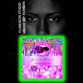 Makeup Logo Lips Holograaf Drip Berry QRCODE LOGO Vierkante Visitekaartje