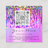 Makeup Logo Lips Holograaf Drip Berry QRCODE LOGO Vierkante Visitekaartje (Achterkant)