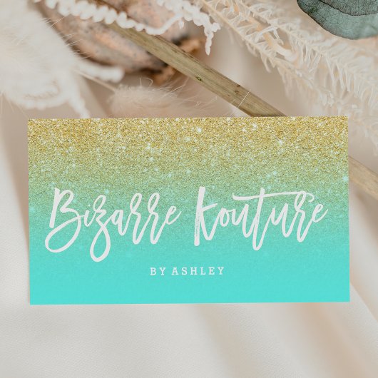 Makeup logo typografie goud glitter blauwgroen visitekaartje