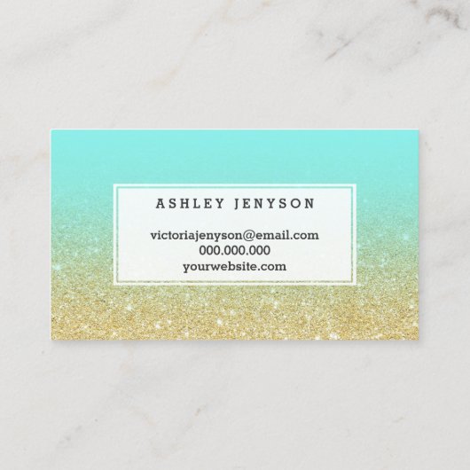 Makeup logo typografie goud glitter blauwgroen visitekaartje (Achterkant)