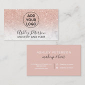 Makeup logo typografie marmer roos goud glitter visitekaartje (Voorkant / Achterkant)