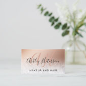 Makeup marble roos gold foil script monogrammen visitekaartje (Staand voorkant)