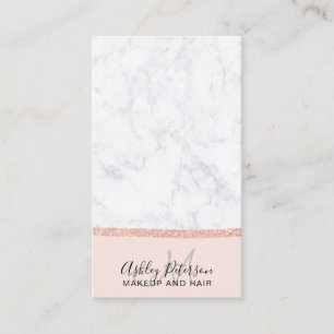 Makeup marble roos gold glitter monogram blush visitekaartje
