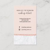 Makeup marble roos gold glitter monogram blush visitekaartje (Achterkant)