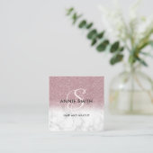 Makeup Marble Rose Gold Glitter Monogram QR Vierkante Visitekaartje (Staand voorkant)