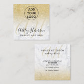 Makeup marmer chic gold glitter logo monogram vierkante visitekaartje (Voorkant / Achterkant)