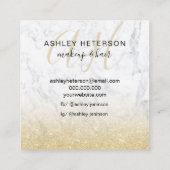 Makeup marmer chic gold glitter logo monogram vierkante visitekaartje (Achterkant)