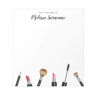 Makeup Mascara, lipstick, potlood, penselen en naa Notitieblok