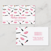 Makeup met roze lips maakt artistiek gepersonalise visitekaartje (Voorkant / Achterkant)