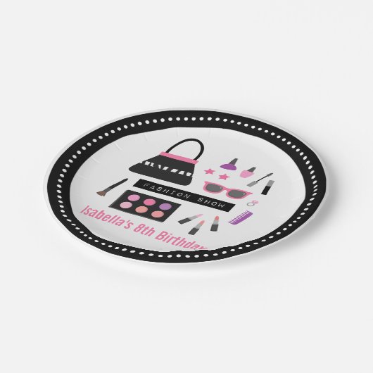 Makeup Mode Show Birthday Party Supplies Papieren Bordje (Gekanteld)