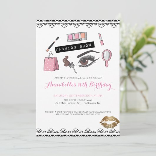Makeup/Mode Show partijuitnodiging Kaart (Staand voorkant)