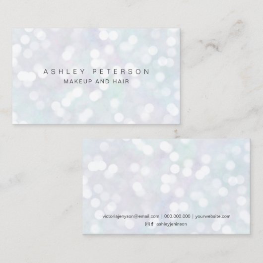 Makeup modern nacre pastel glitter bokeh visitekaartje (Voorkant / Achterkant)