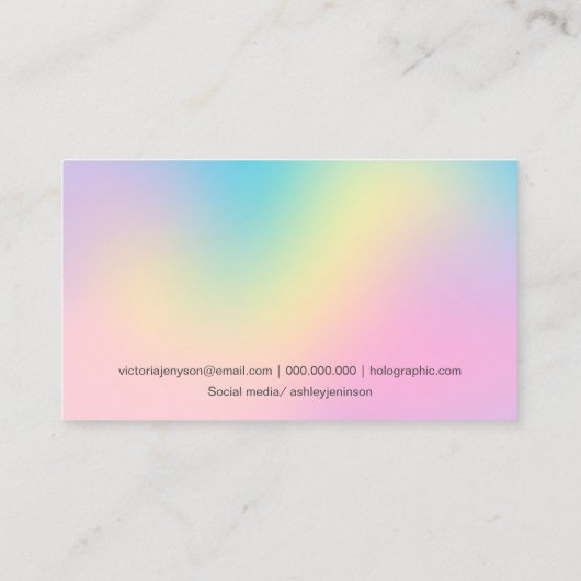 Makeup modern pastel holografisch iridescent ombre visitekaartje (Achterkant)