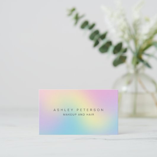 Makeup modern pastel holografisch iridescent ombre visitekaartje (Staand voorkant)