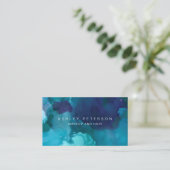 Makeup moderne chromosoomturquoise blauwe waterver visitekaartje (Staand voorkant)