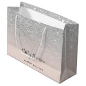 Makeup monogram blush Silver Glitter script Groot Cadeauzakje (Voorkant Gekanteld)