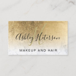 Makeup monogram chic gold foil marble script visitekaartje