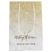 Makeup monogram marmer chic gold glitter script medium cadeauzakje (Achterkant)